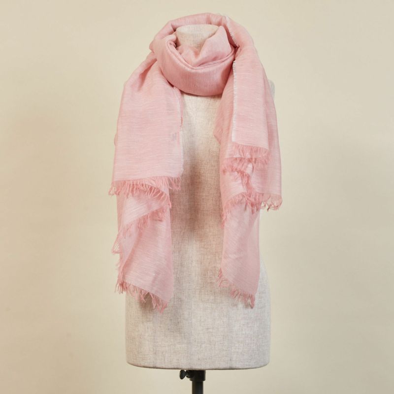 【長寿祝いセット】大判リネンコットンストール＜ピンク＞ イタリア製