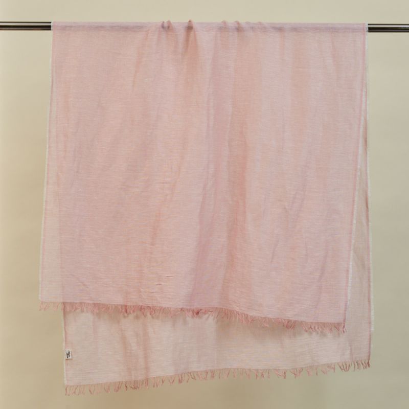 【長寿祝いセット】大判リネンコットンストール＜ピンク＞ イタリア製