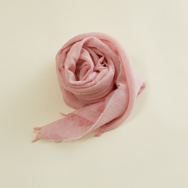 【長寿祝いセット】大判リネンコットンストール＜ピンク＞ イタリア製