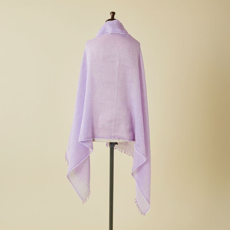 【長寿祝いセット】大判リネンコットンストール＜パープル＞ イタリア製