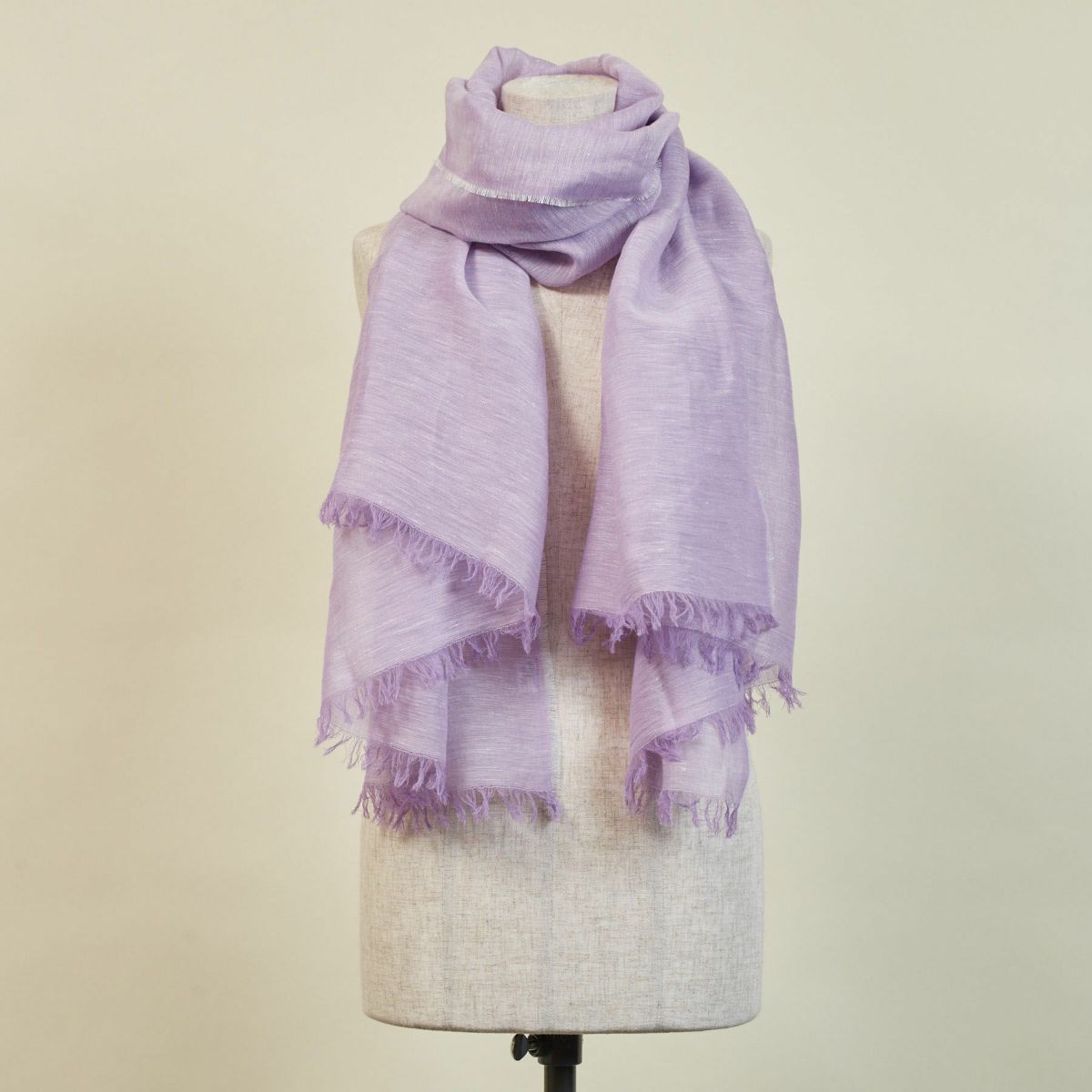 【長寿祝いセット】大判リネンコットンストール＜パープル＞ イタリア製