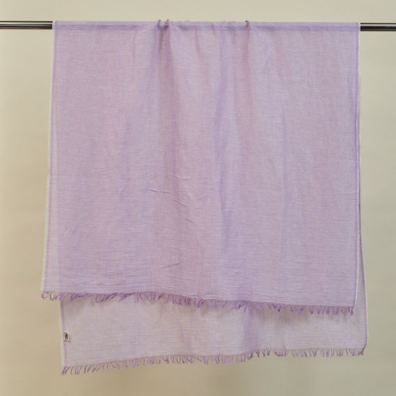 【長寿祝いセット】大判リネンコットンストール＜パープル＞ イタリア製