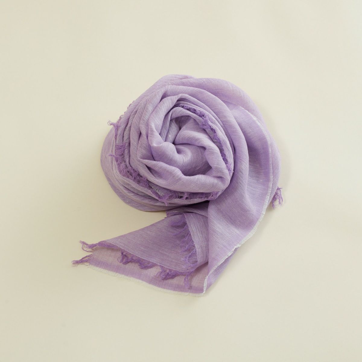 【長寿祝いセット】大判リネンコットンストール＜パープル＞ イタリア製
