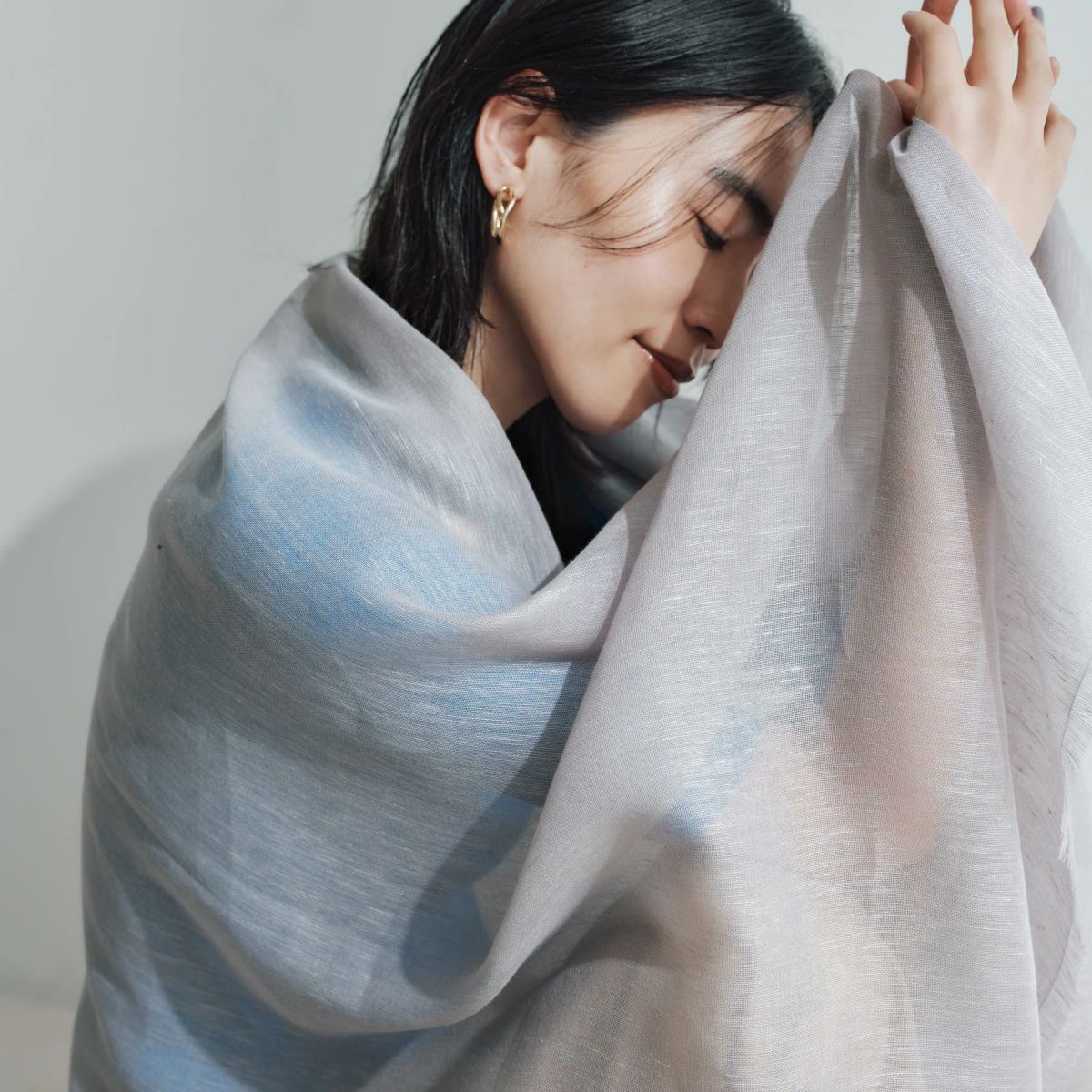 イタリア製 リネンコットンストール＜グレー＞