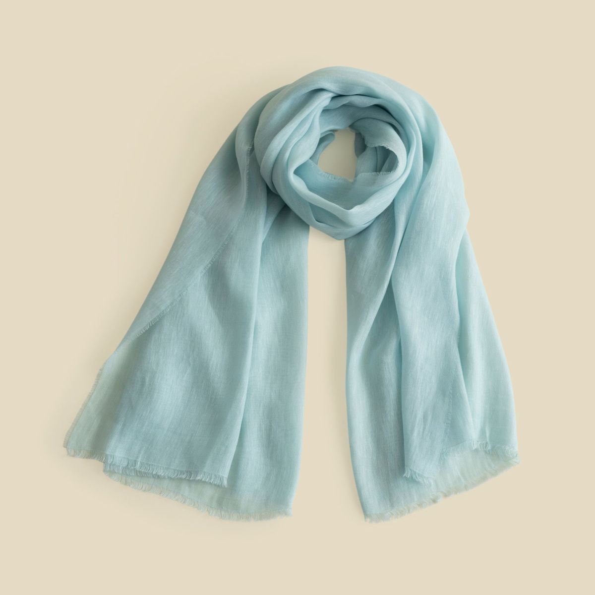 イタリア製　リネンコットンストール＜ライトブルー＞