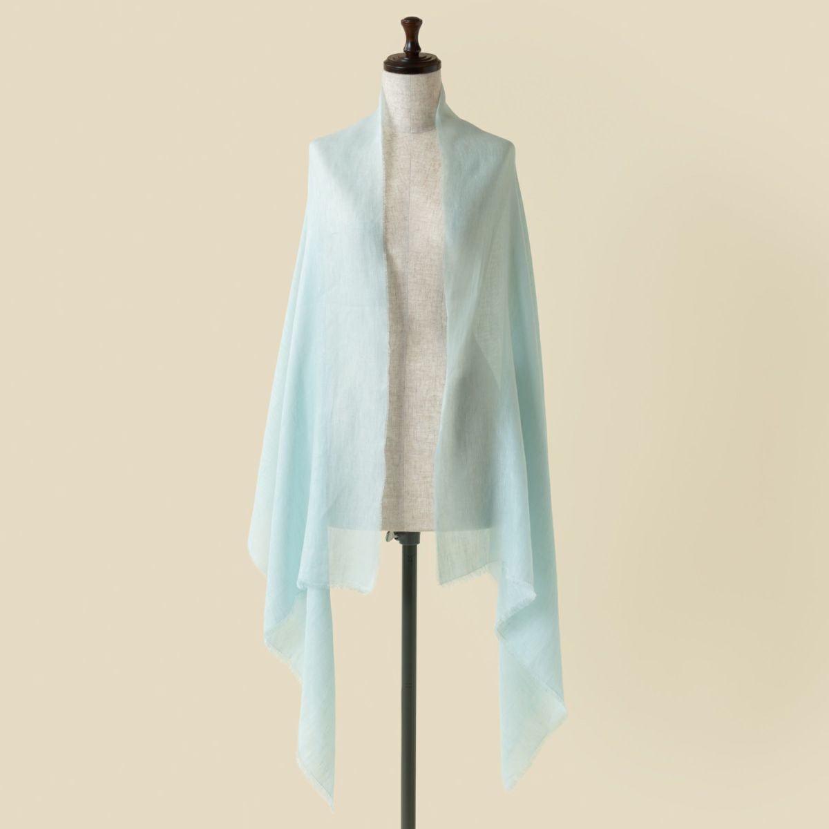 イタリア製　リネンコットンストール＜ライトブルー＞