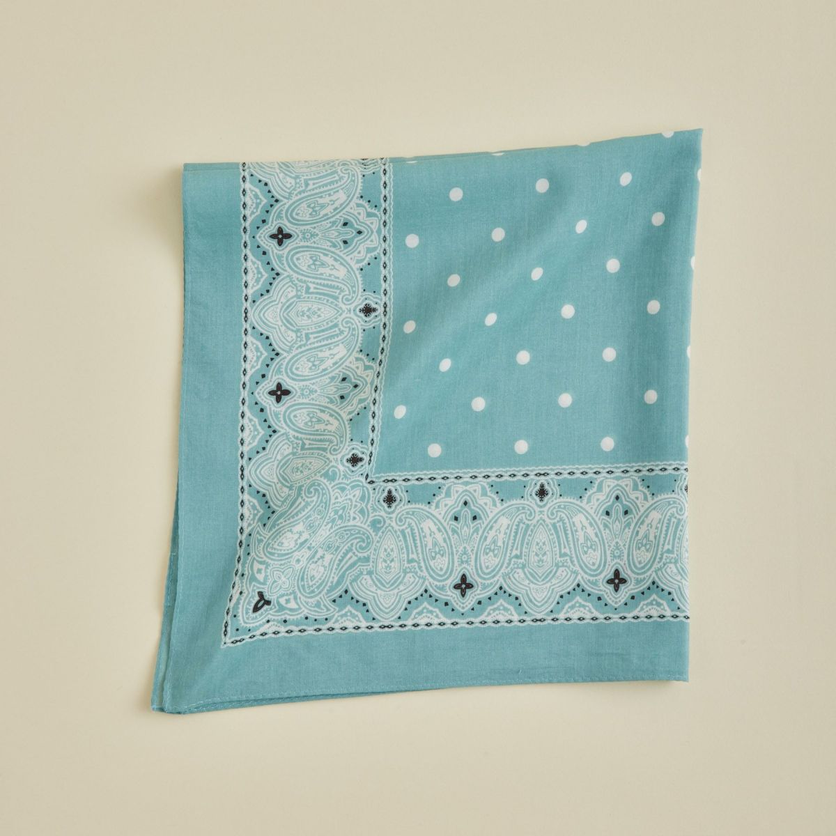 シルク綿ペイズリーウォッシャブルスカーフ＜ターコイズ＞　日本製