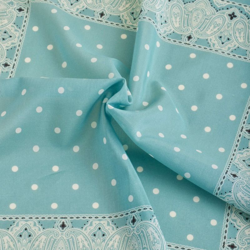シルク綿ペイズリーウォッシャブルスカーフ＜ターコイズ＞　日本製