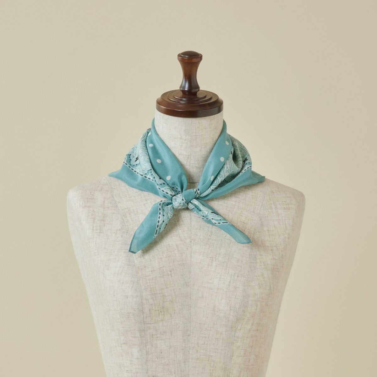 シルク綿ペイズリーウォッシャブルスカーフ＜ターコイズ＞　日本製