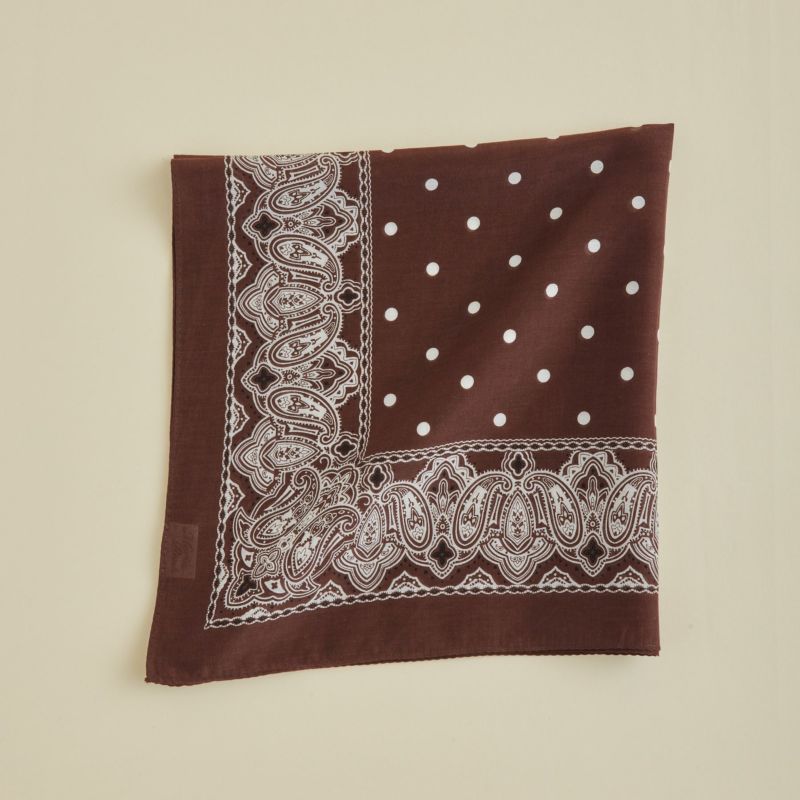 シルク綿ペイズリーウォッシャブルスカーフ＜ブラウン＞　日本製