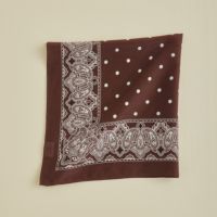 シルク綿ペイズリーウォッシャブルスカーフ＜ブラウン＞　日本製
