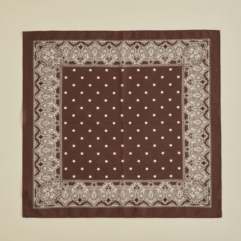 シルク綿ペイズリーウォッシャブルスカーフ＜ブラウン＞　日本製