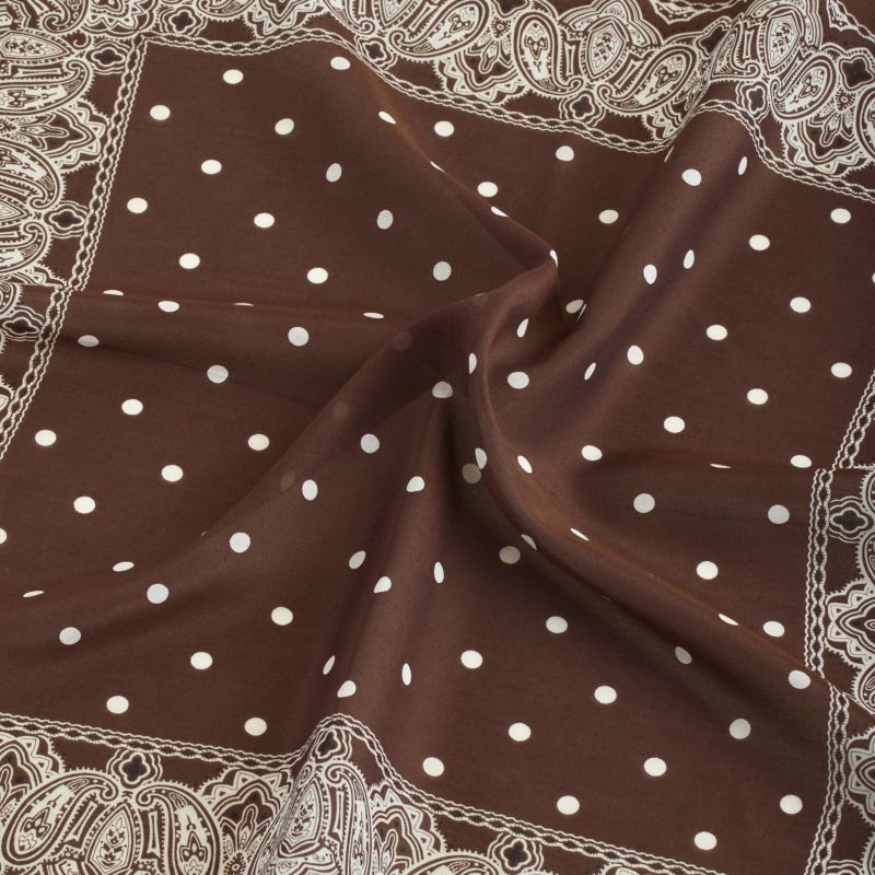 シルク綿ペイズリーウォッシャブルスカーフ＜ブラウン＞　日本製