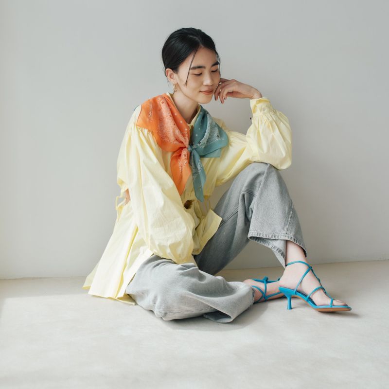 シルク綿ペイズリーウォッシャブルスカーフ＜オレンジ＞　日本製