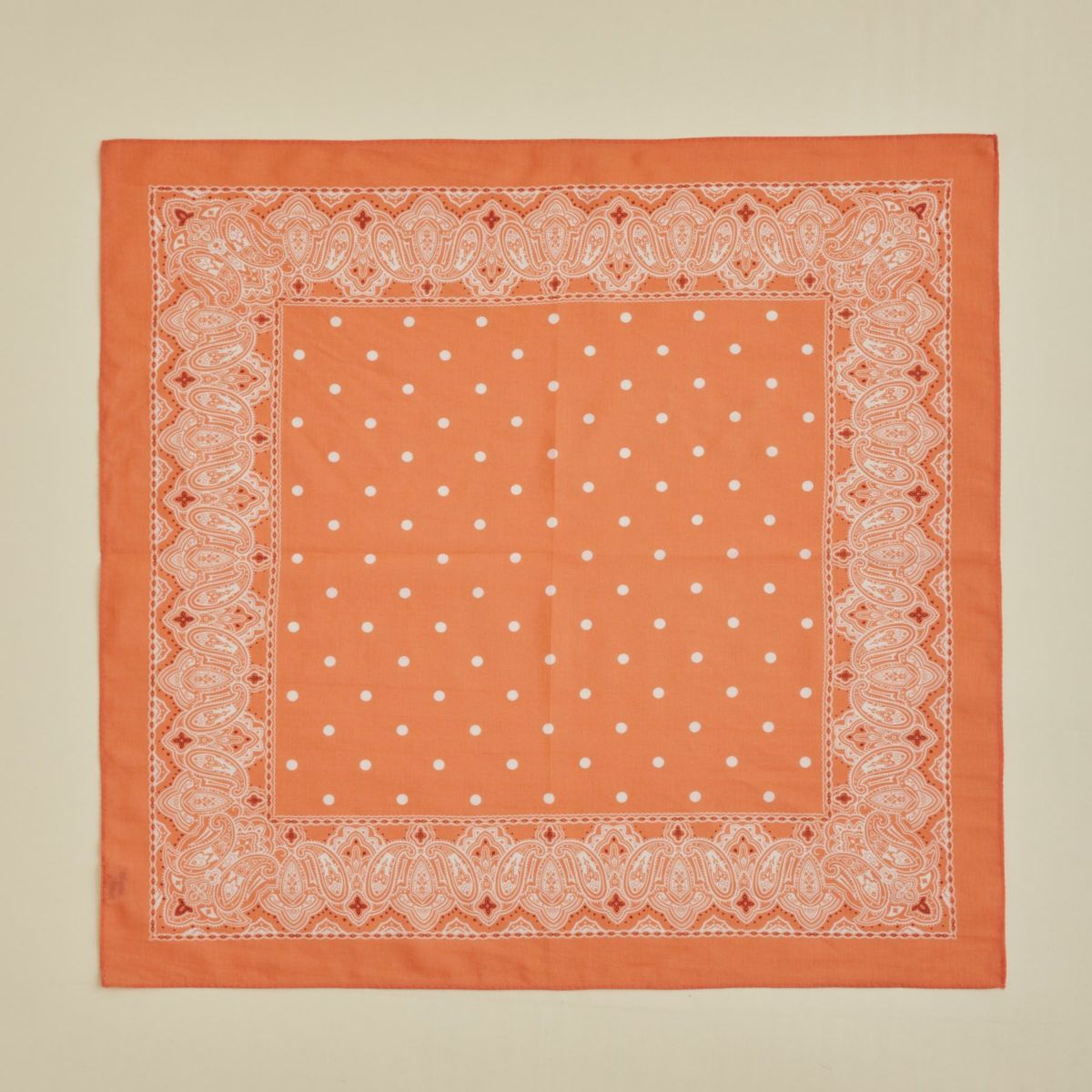 シルク綿ペイズリーウォッシャブルスカーフ＜オレンジ＞　日本製