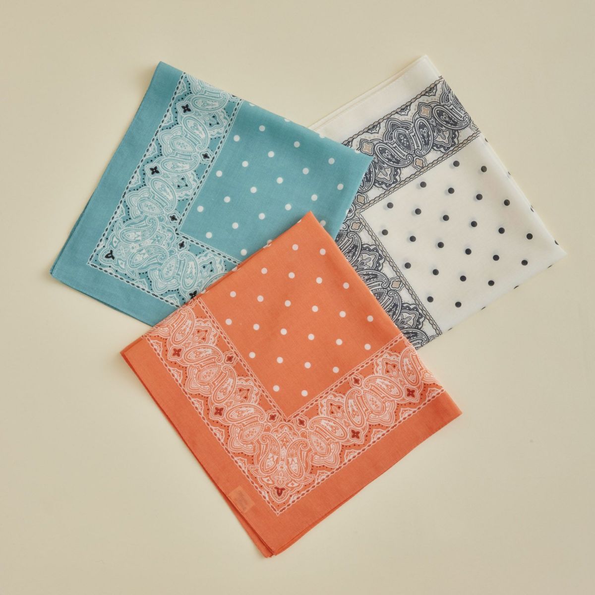 シルク綿ペイズリーウォッシャブルスカーフ＜オレンジ＞　日本製