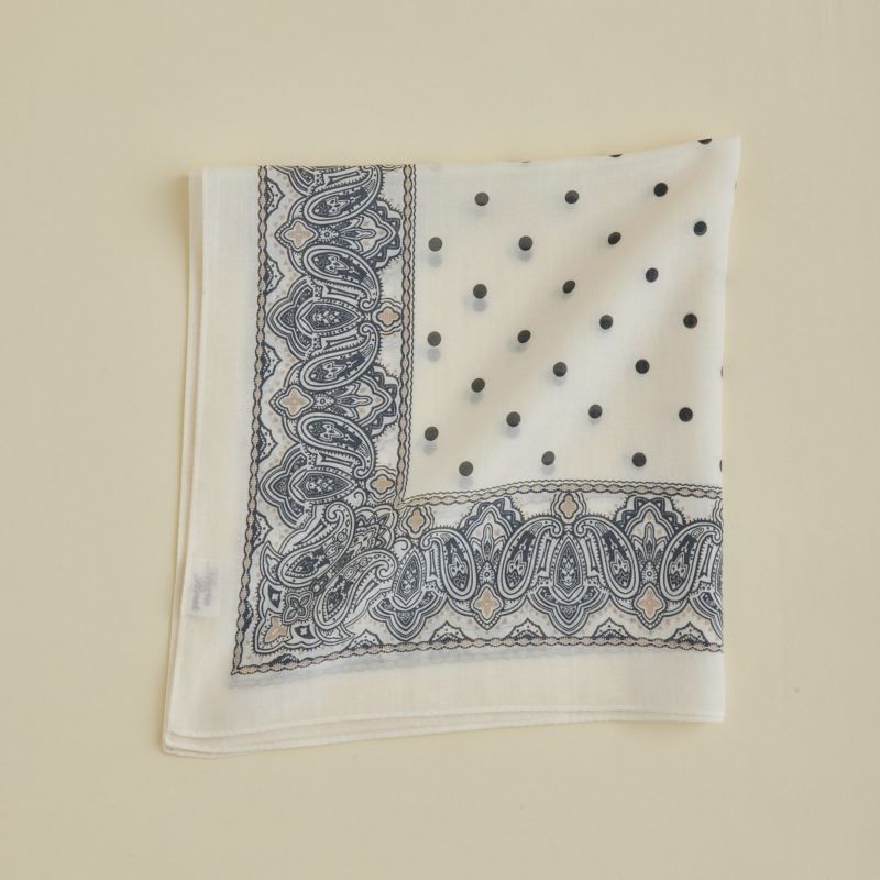 シルク綿ペイズリーウォッシャブルスカーフ＜アイボリー＞　日本製