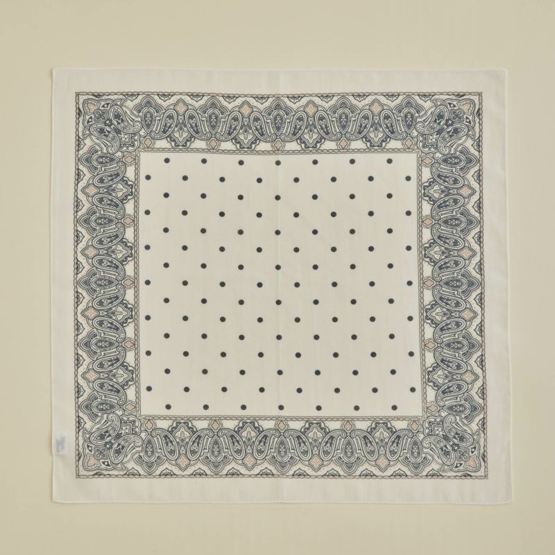 シルク綿ペイズリーウォッシャブルスカーフ＜アイボリー＞　日本製