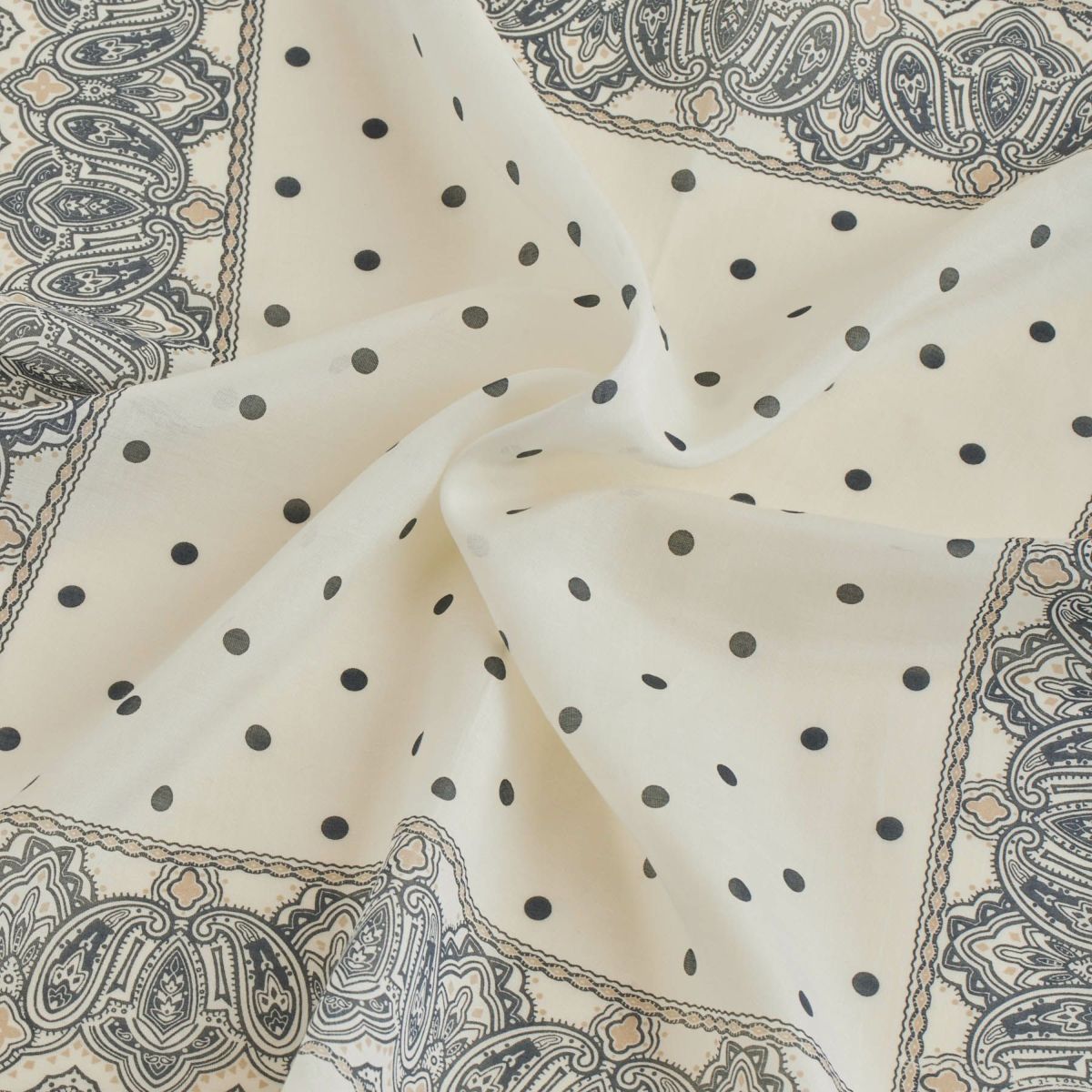 シルク綿ペイズリーウォッシャブルスカーフ＜アイボリー＞　日本製