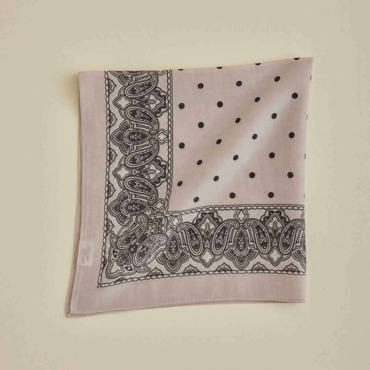 シルク綿ペイズリーウォッシャブルスカーフ＜サンドベージュ＞　日本製