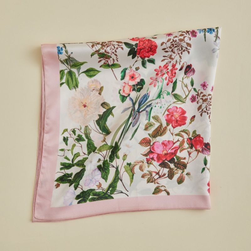 小花柄ウォッシャブルスカーフ＜ピンク＞　イタリア製