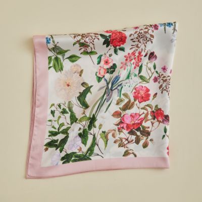 小花柄ウォッシャブルスカーフ＜ピンク＞　イタリア製
