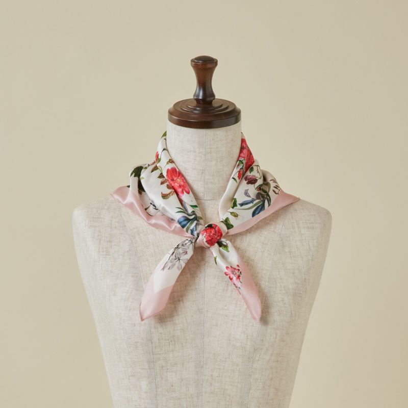 小花柄ウォッシャブルスカーフ＜ピンク＞　イタリア製