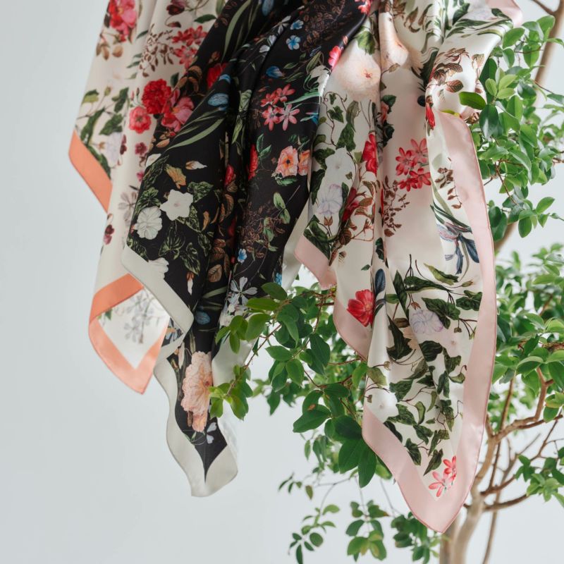 小花柄ウォッシャブルスカーフ＜ピンク＞　イタリア製