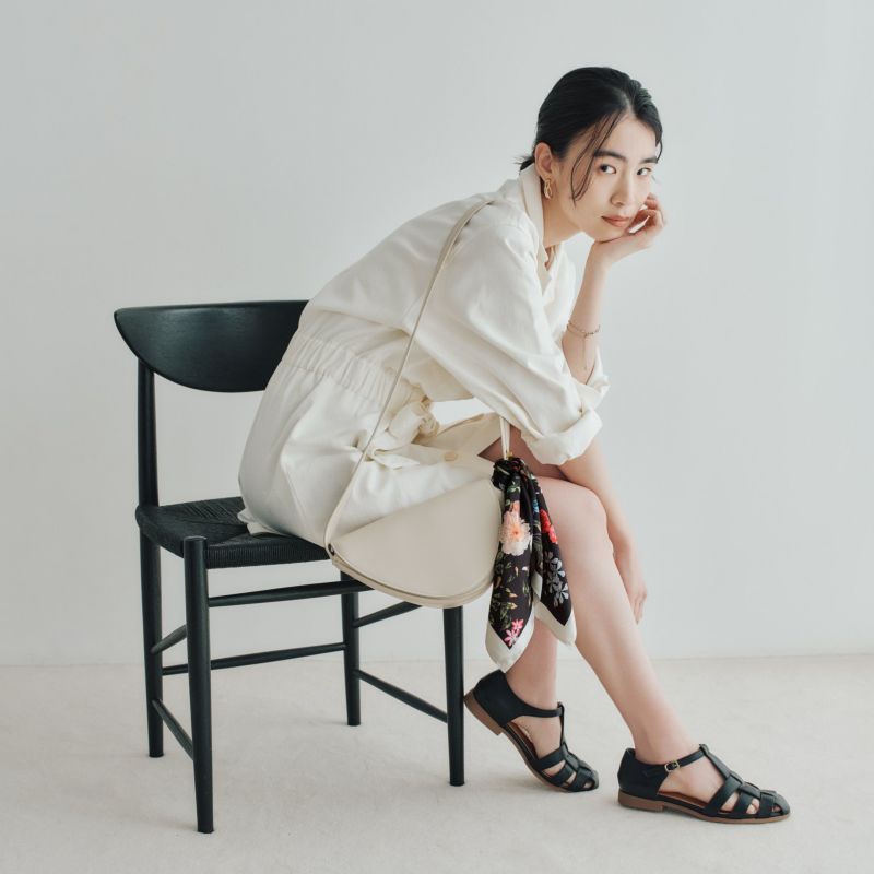  小花柄ウォッシャブルスカーフ＜オフホワイト＞　イタリア製