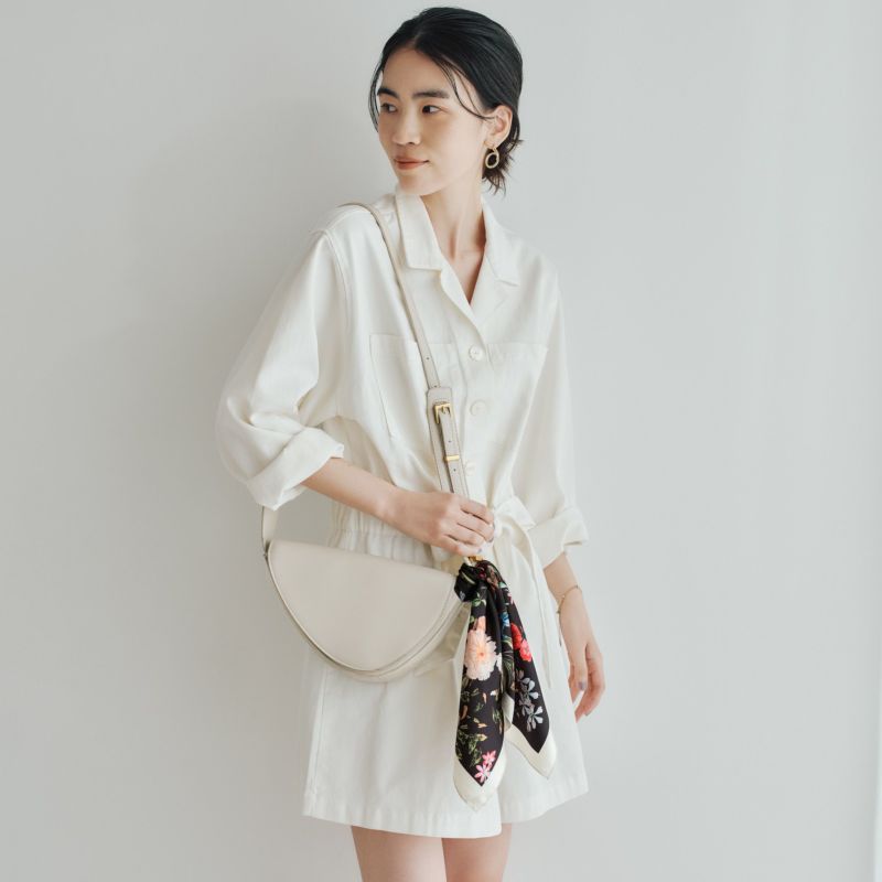  小花柄ウォッシャブルスカーフ＜オフホワイト＞　イタリア製