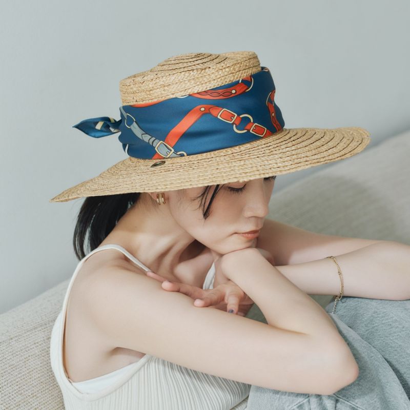 ベルト柄ウォッシャブルスカーフ＜ネイビー＞　イタリア製