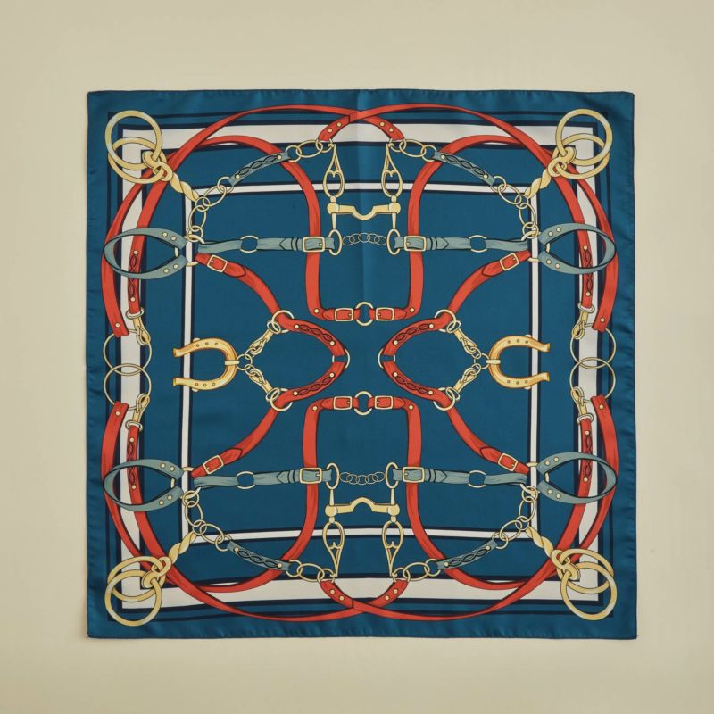 ベルト柄ウォッシャブルスカーフ＜ネイビー＞　イタリア製