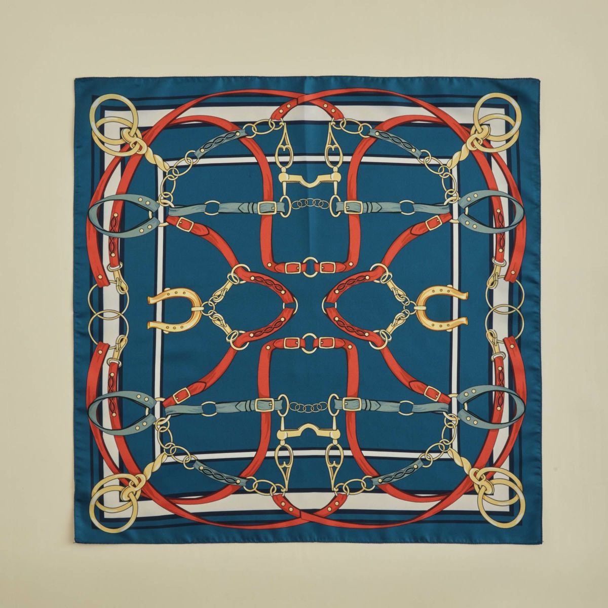 ベルト柄ウォッシャブルスカーフ＜ネイビー＞　イタリア製