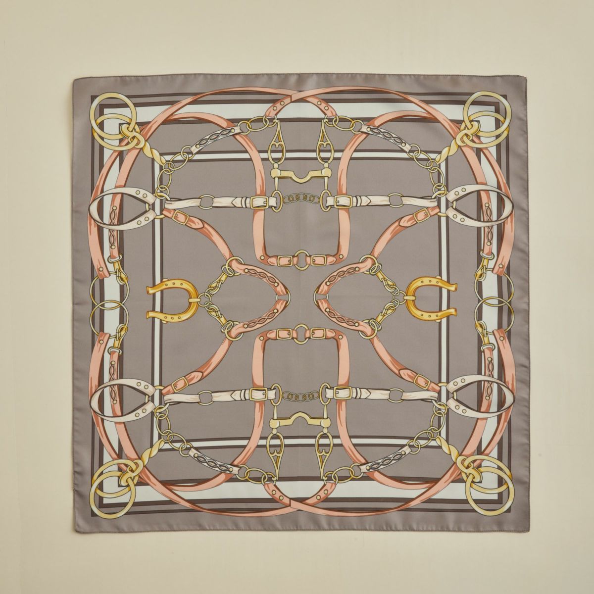 ベルト柄ウォッシャブルスカーフ＜ベージュ＞　イタリア製