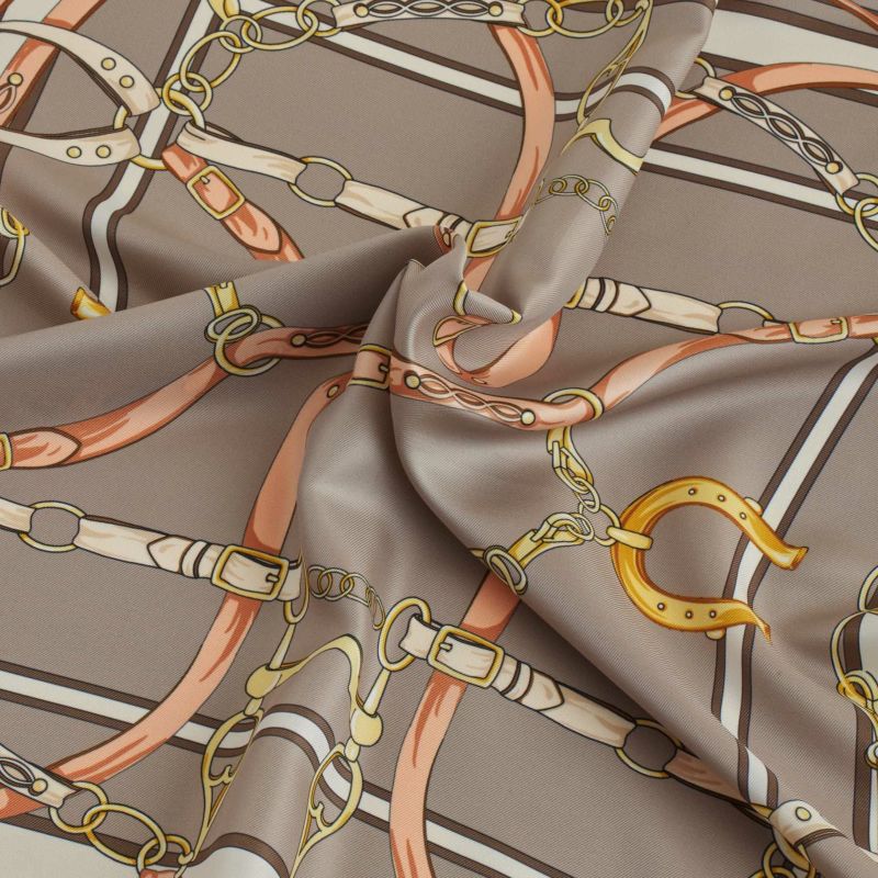 ベルト柄ウォッシャブルスカーフ＜ベージュ＞　イタリア製