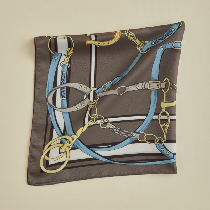 ベルト柄ウォッシャブルスカーフ＜ブラウン＞　イタリア製