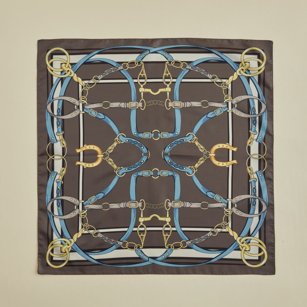 ベルト柄ウォッシャブルスカーフ＜ブラウン＞　イタリア製