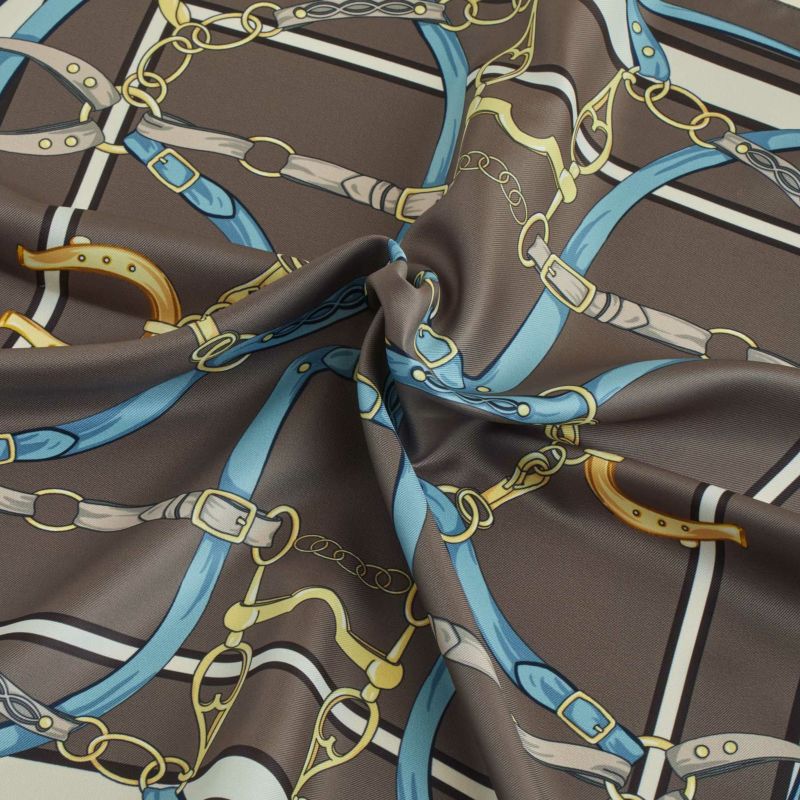 ベルト柄ウォッシャブルスカーフ＜ブラウン＞　イタリア製