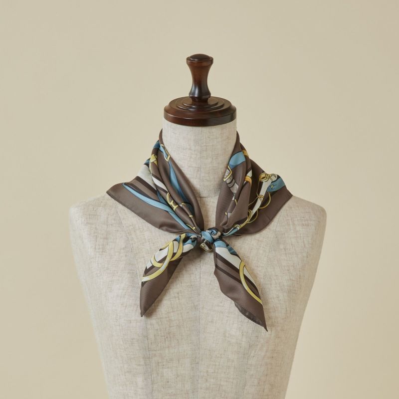 ベルト柄ウォッシャブルスカーフ＜ブラウン＞　イタリア製