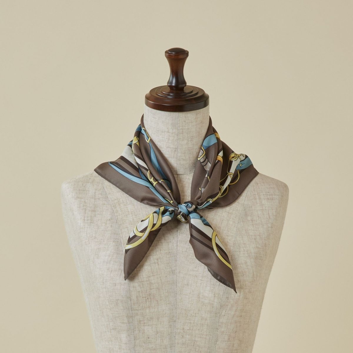 ベルト柄ウォッシャブルスカーフ＜ブラウン＞　イタリア製