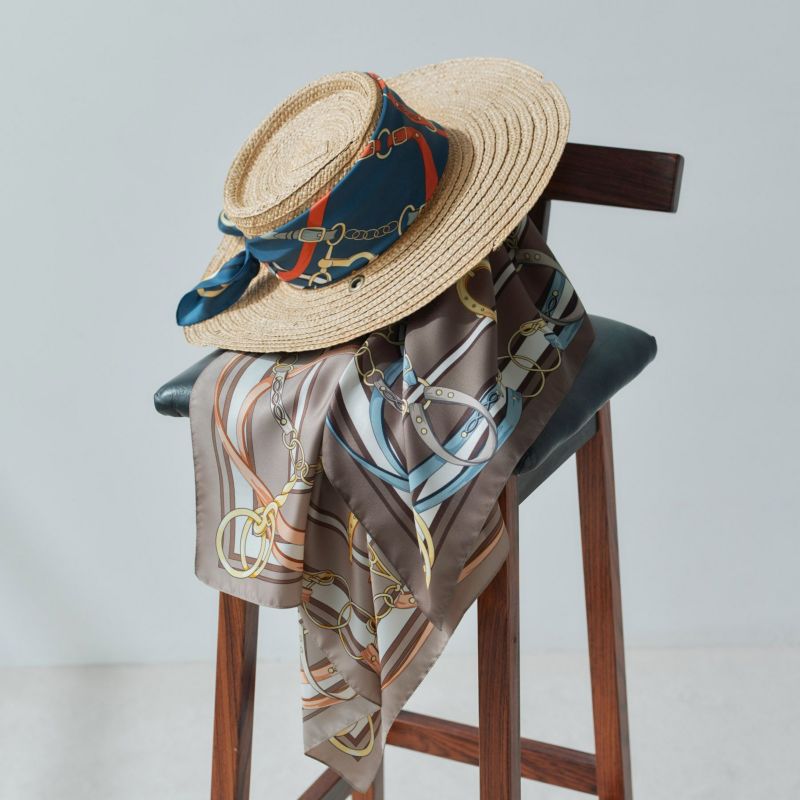 ベルト柄ウォッシャブルスカーフ＜ブラウン＞　イタリア製