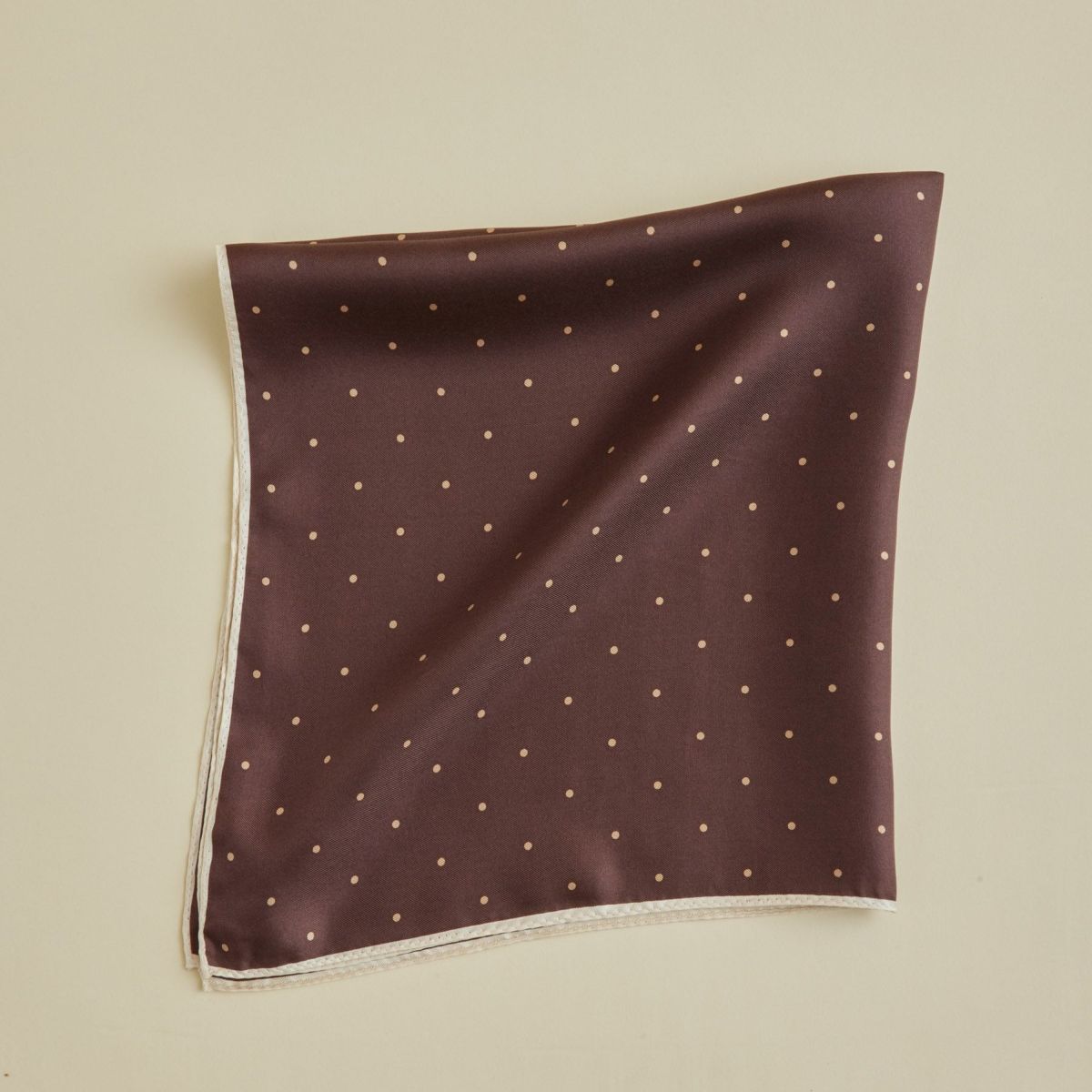 ピンドットスカーフ＜ブラウン＞　シルク100%　日本製