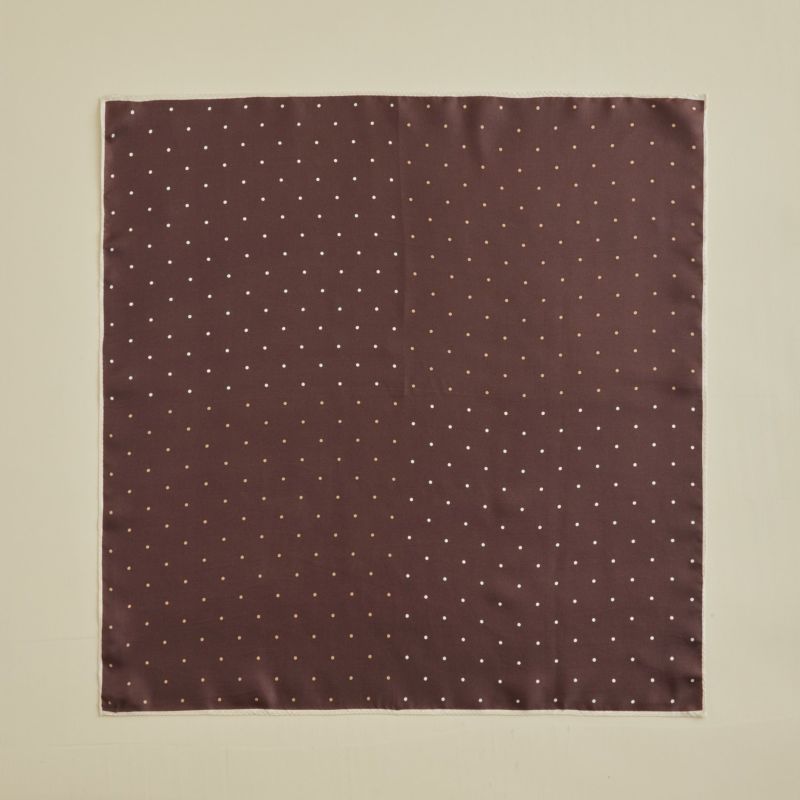 ピンドットスカーフ＜ブラウン＞　シルク100%　日本製