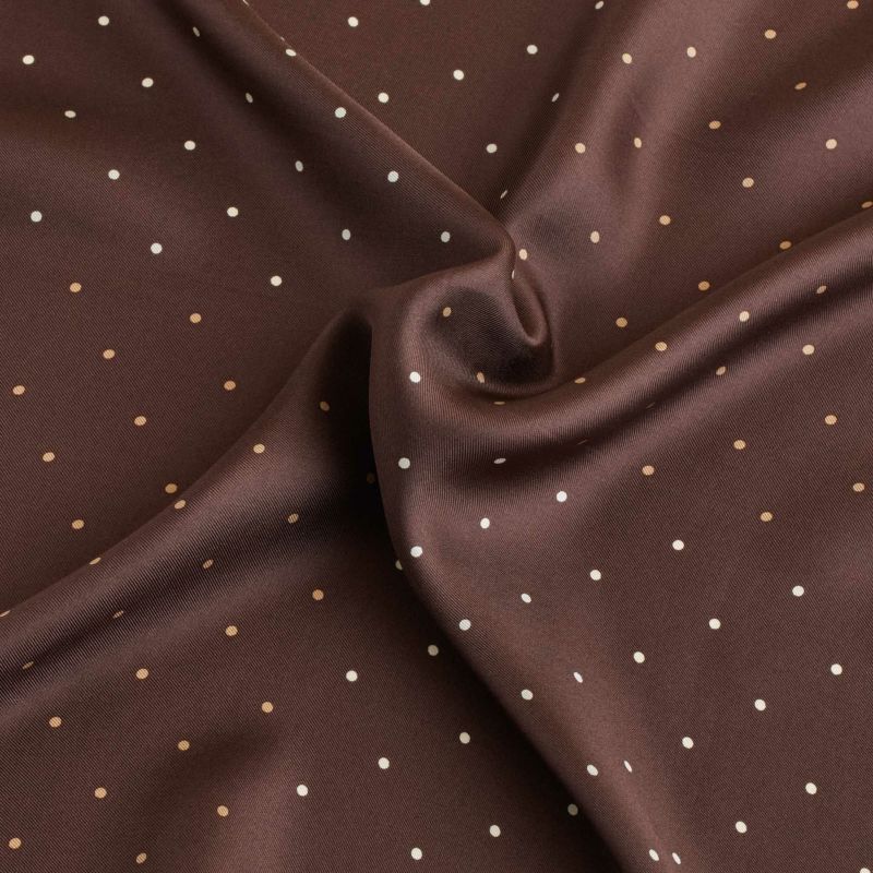 ピンドットスカーフ＜ブラウン＞　シルク100%　日本製