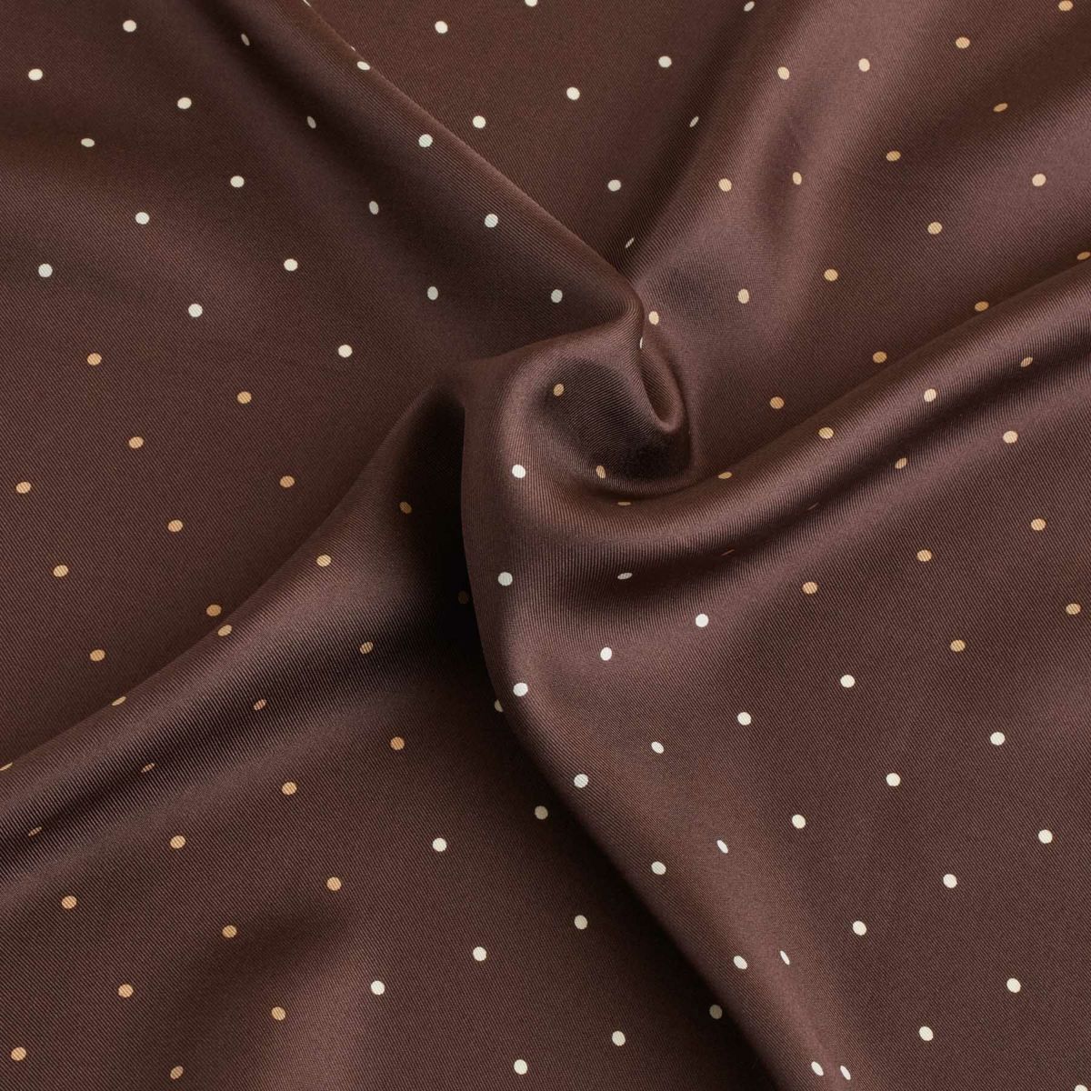 ピンドットスカーフ＜ブラウン＞　シルク100%　日本製