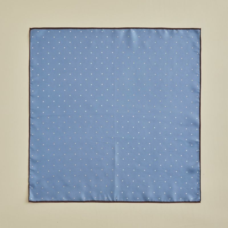 ピンドットスカーフ＜ブルー＞　シルク100%　日本製