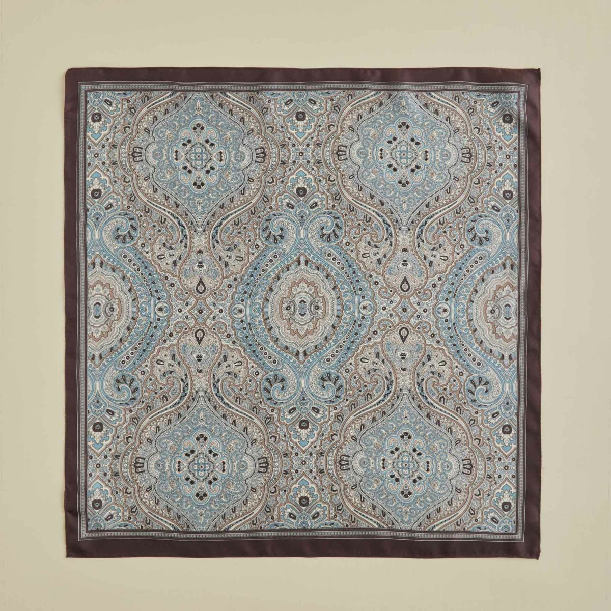  ペイズリースカーフ＜ブラウン＞　シルク100%　日本製