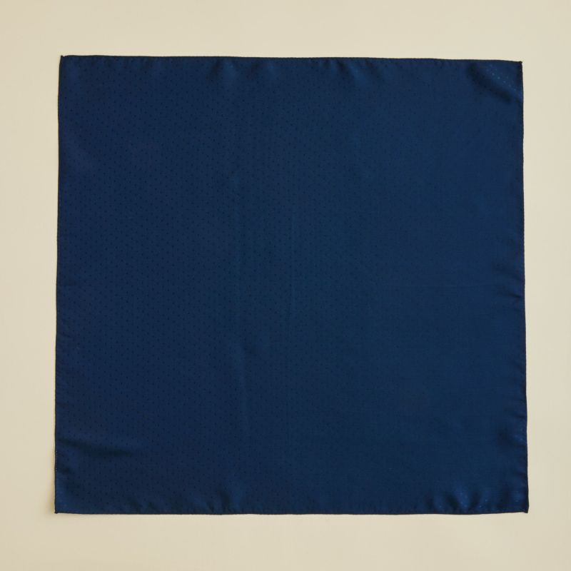 シルクジャカードドットスカーフ＜ネイビー＞　シルク100%　日本製