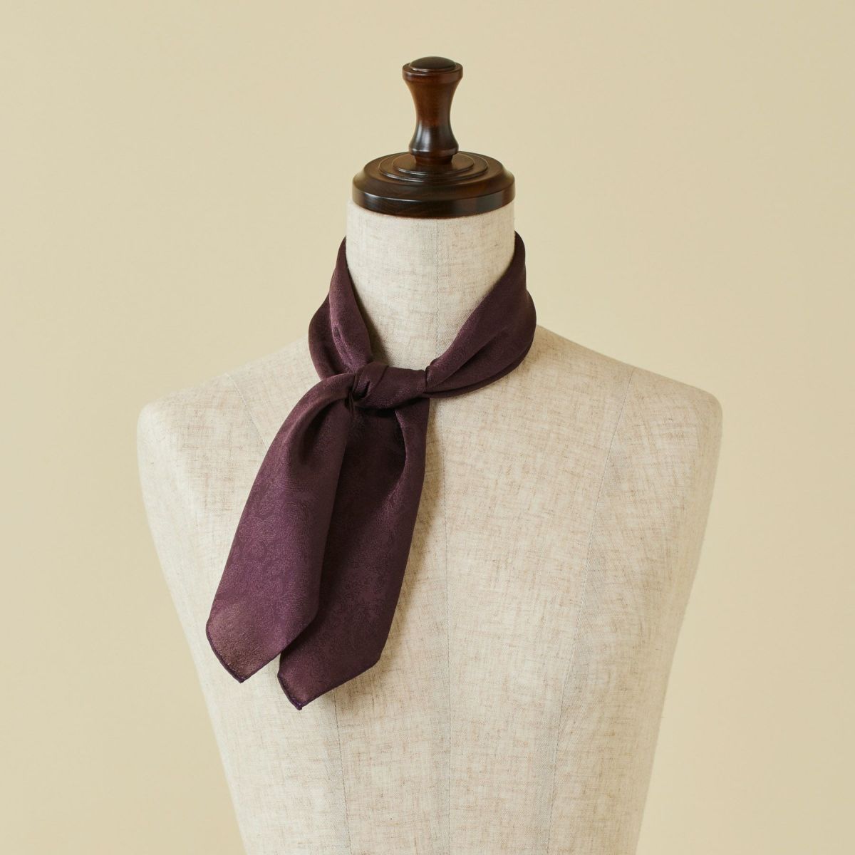 シルクジャカードペイズリー2wayスカーフ＜ボルドー＞　シルク100%　日本製