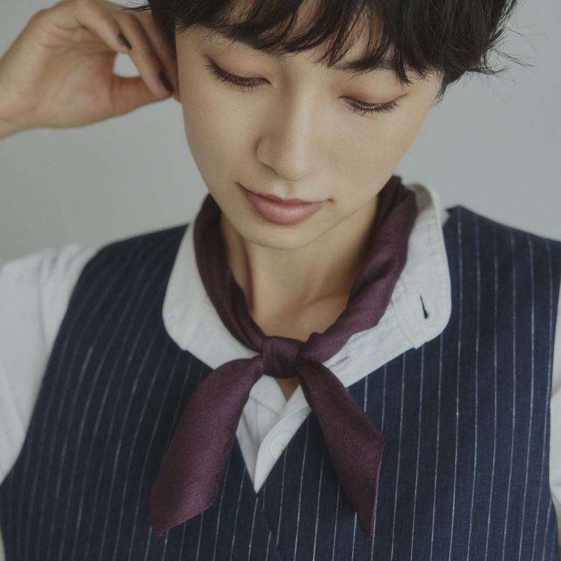 シルクジャカードペイズリー2wayスカーフ＜ボルドー＞　シルク100%　日本製